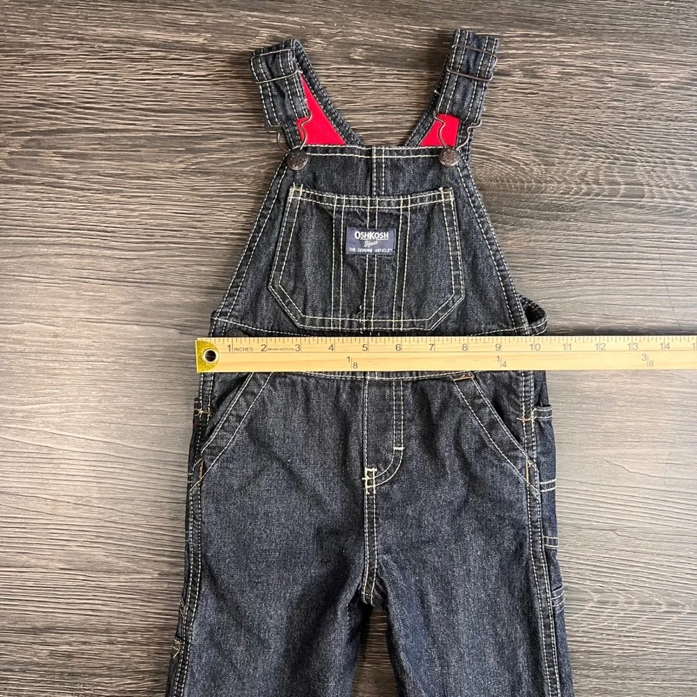 OshKosh Bgosh Kids 18M Fleece Lined Denim Bib Overalls Cabincore Chores Farm